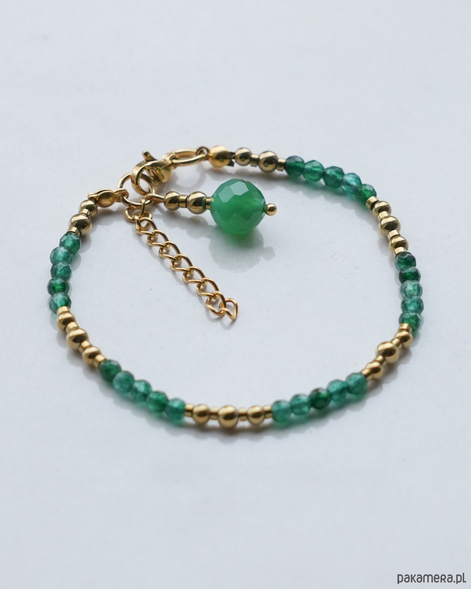 bransoletki z kamieni naturalnych Delikatna zielona bransoletka z jadeitu z agatem 1