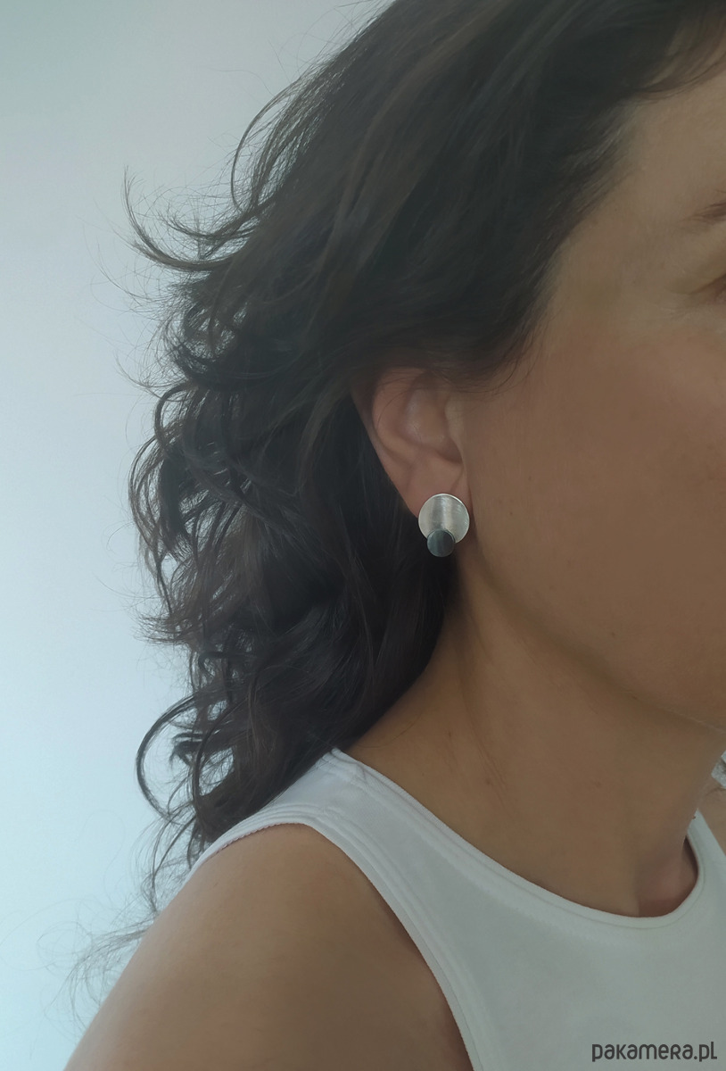 kolczyki srebrne Kolczyki PLATES B, srebro 925, 24K złoto 4