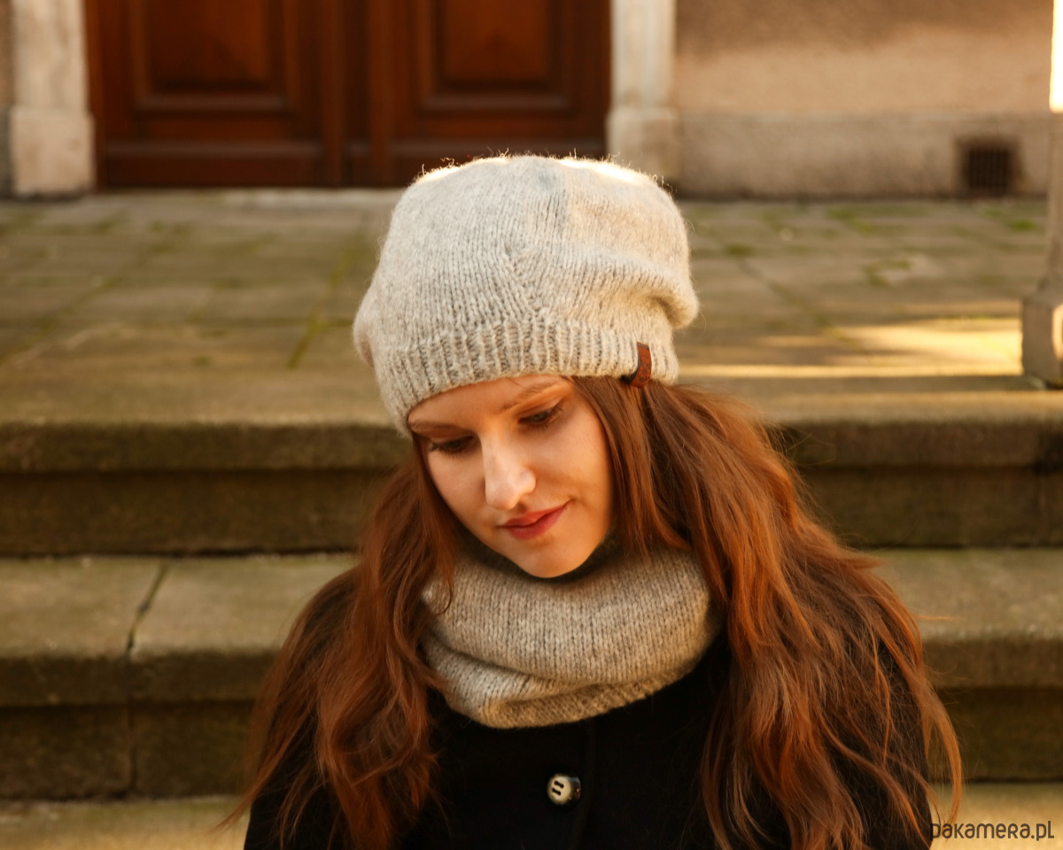czapki damskie Jasnoszara czapka beretowa z wełny alpaki Parisian 3
