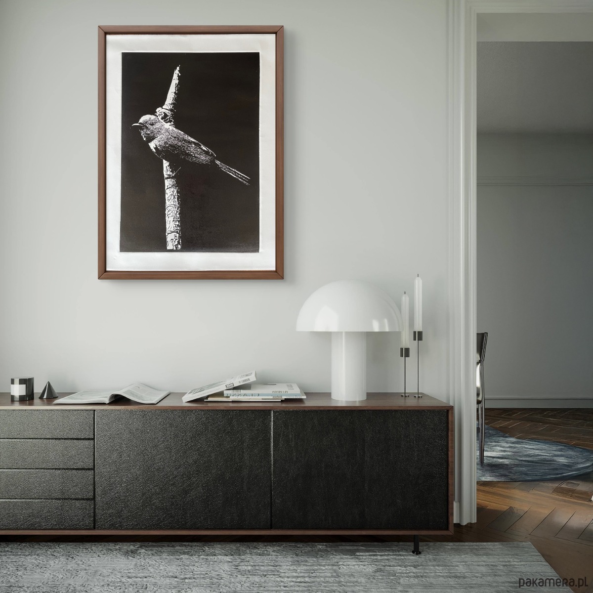 grafiki i ilustracje Linoryt "Little bird" - odbitka  40/60 cm, papier 50/70 cm 5