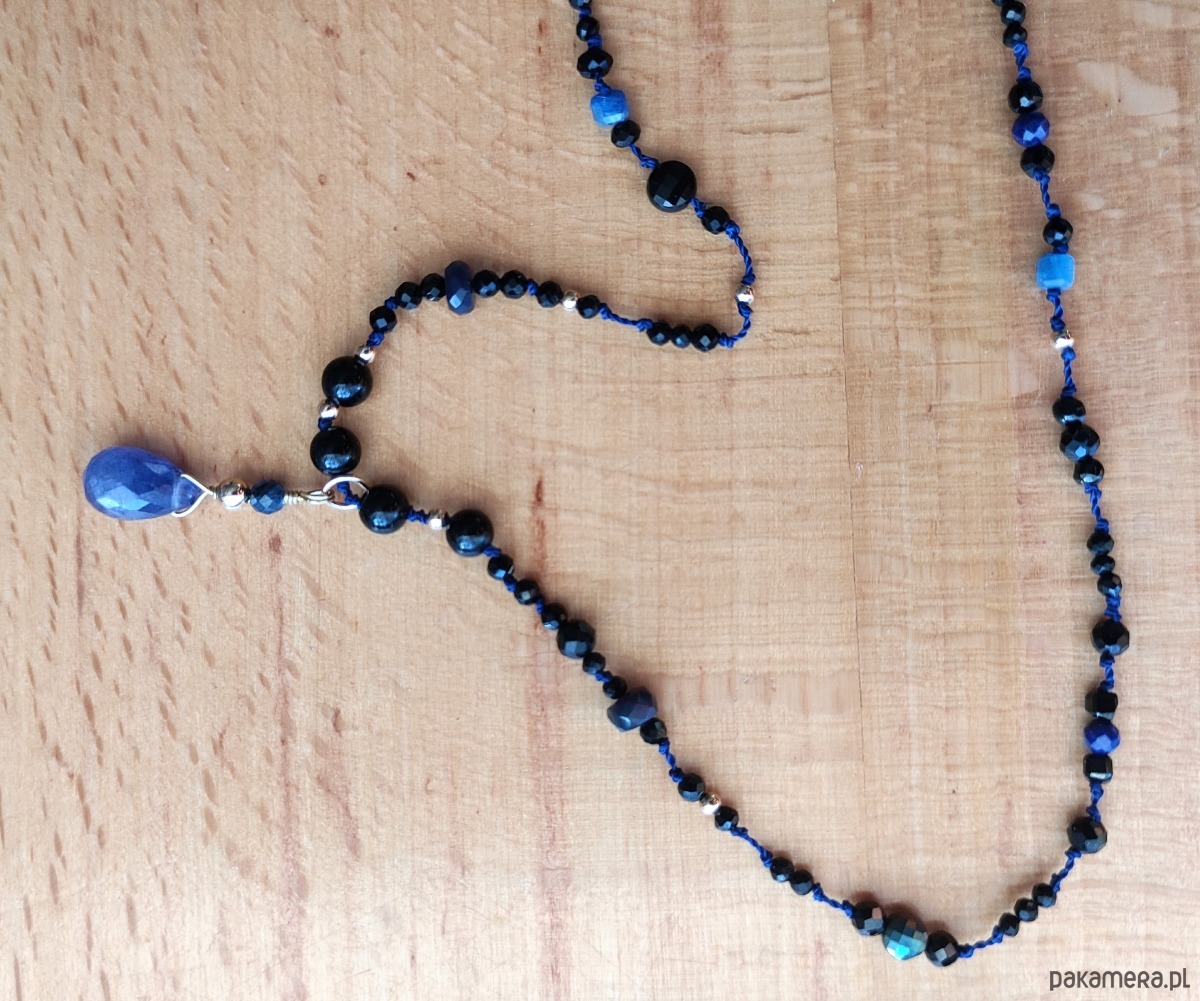 złote naszyjniki Tanzanit, szafir, kianit - naszyjnik znaków ognia i ziemi 6