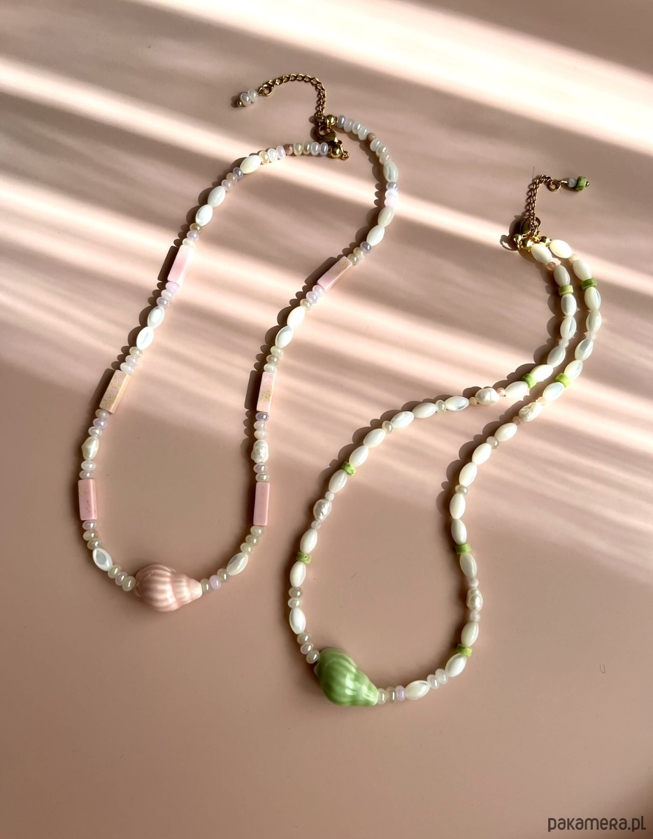 naszyjniki - inne Naszyjnik Pink Shell z różową ceramiczną muszelką 5