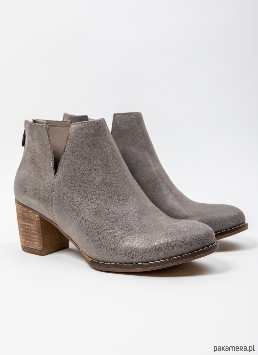 botki damskie SKÓRZANE BOTKI DO KOSTKI ZAPATO 501 SZARY 1