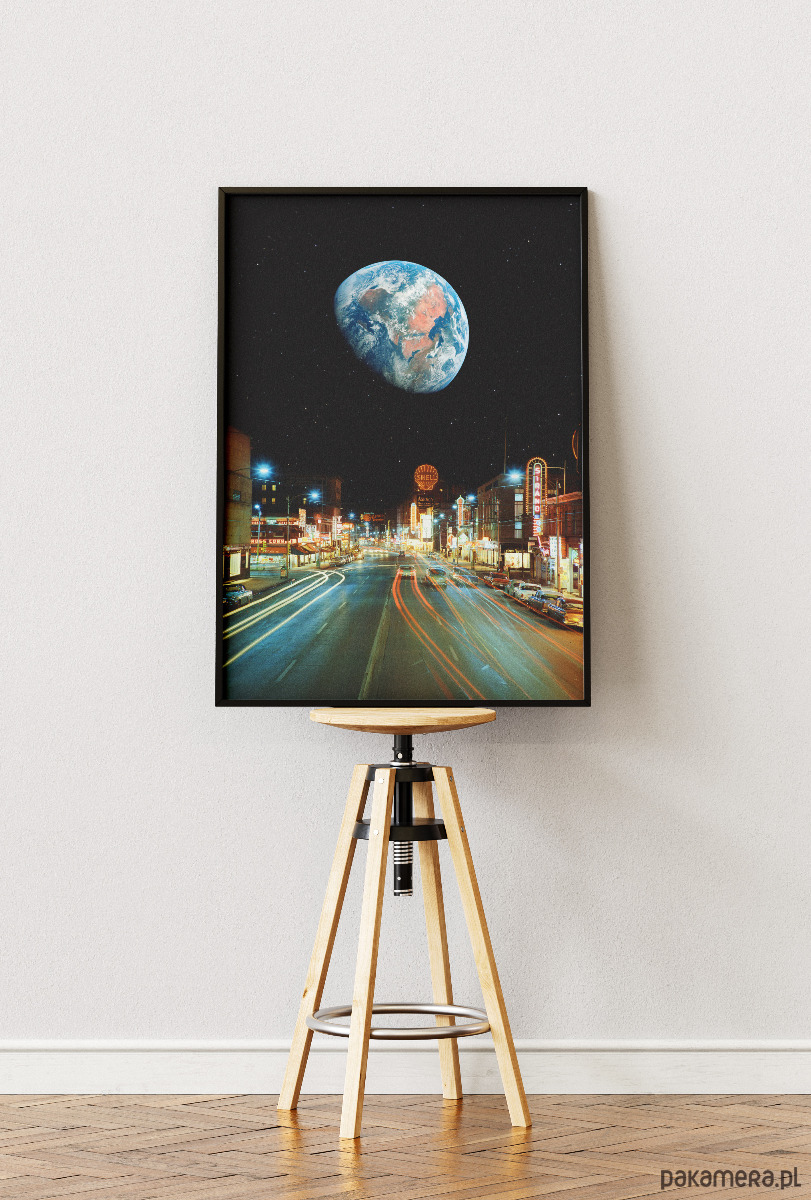 plakaty Plakat Nocna przejażdżka - Kolaż Fine-art  - Autorska dekoracja ścienna 4