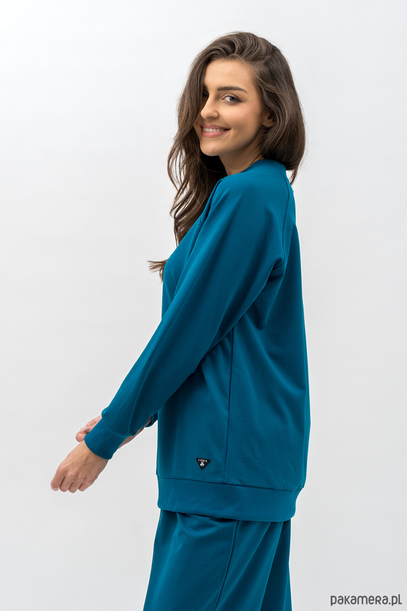 bluza bez kaptura damska Bluza damska raglan basic ,,ADALET" petrol 1