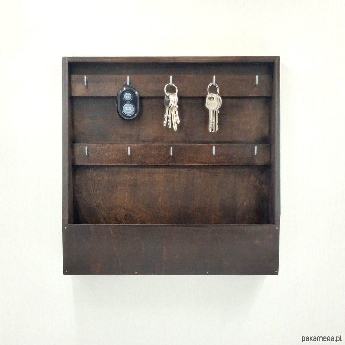 skrzynki, kufry i pudła Duża, otwarta skrzynka na klucze, wenge, wieszak na klucze 10 haczyków 2