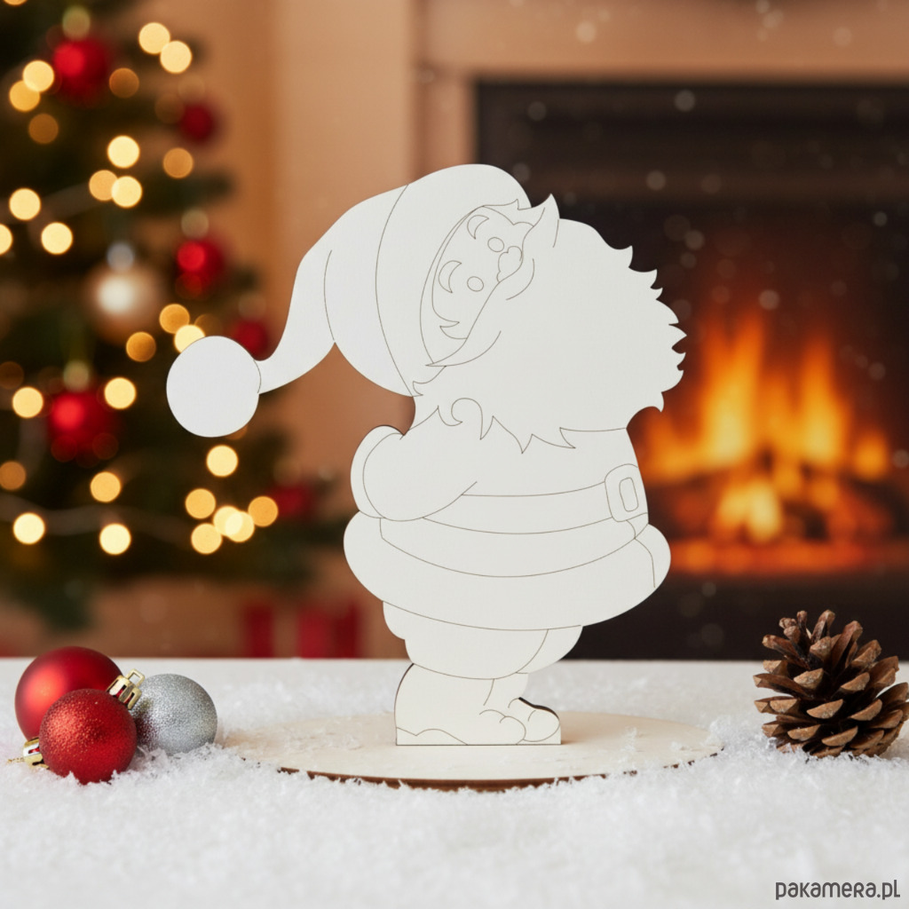 dekoracje świąteczne Figurka Drewniana Świąteczna Stojąca do Malowania na Podstawce 10 SZT DEKOR 1