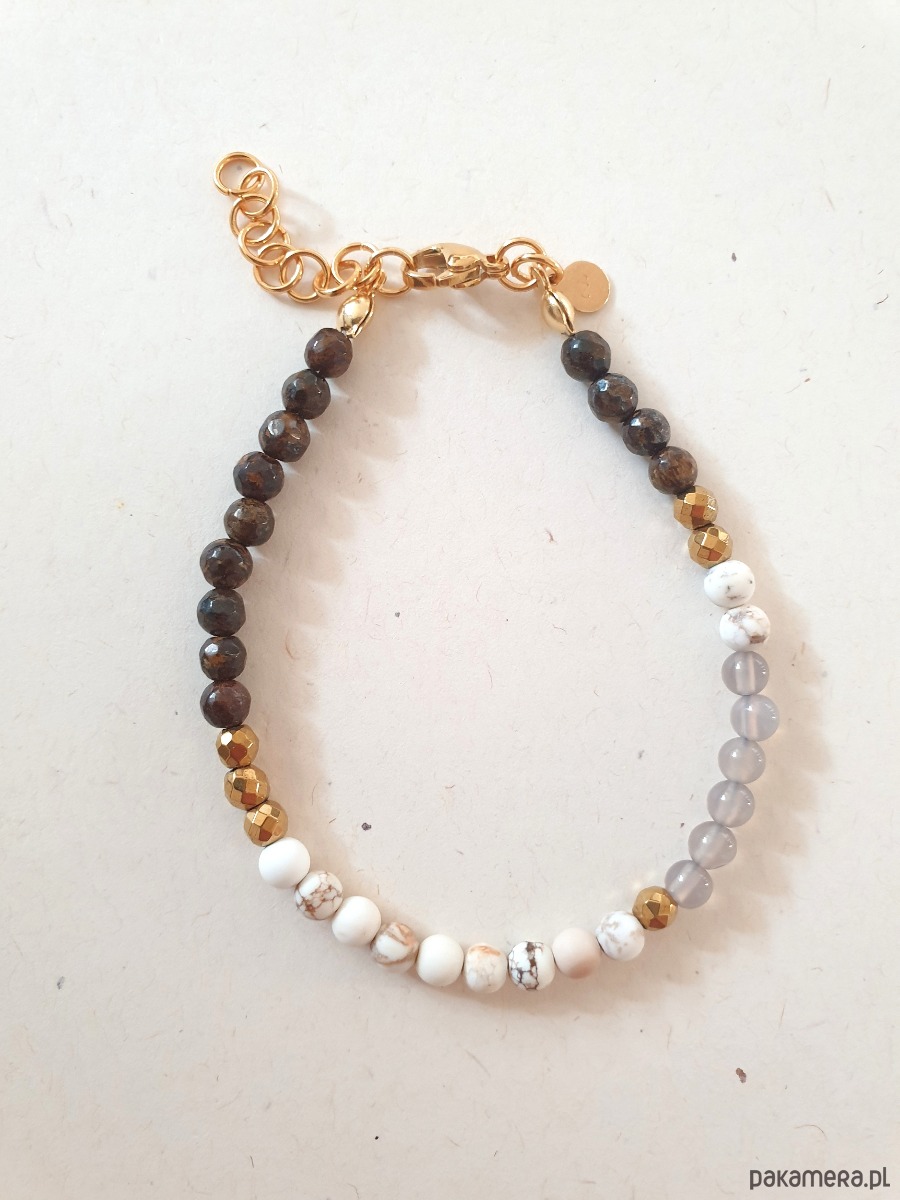 bransoletki z kamieni naturalnych Bransoletka NEO bronzyt, kwarc dymny, howlit 1