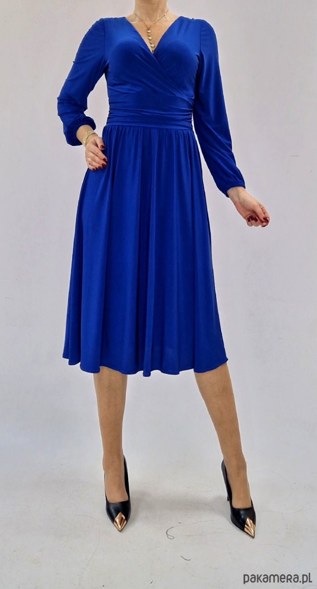 sukienki midi damskie Chabrowa elegancka sukienka  midi draperia r 36-56 3