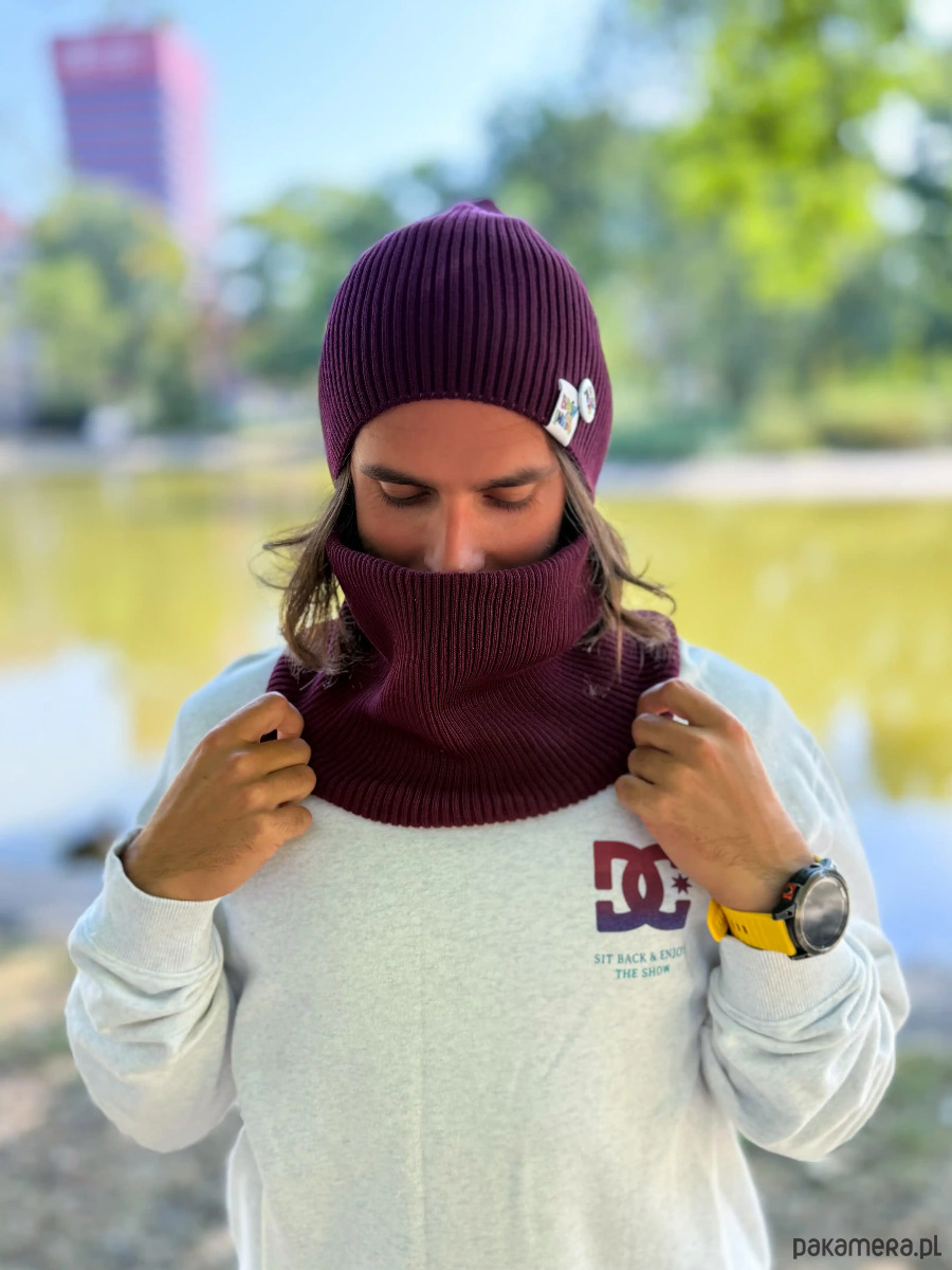 czapki i kapelusze męskie Męska luźna czapka z bawełny logo kolorowe Bordo 2