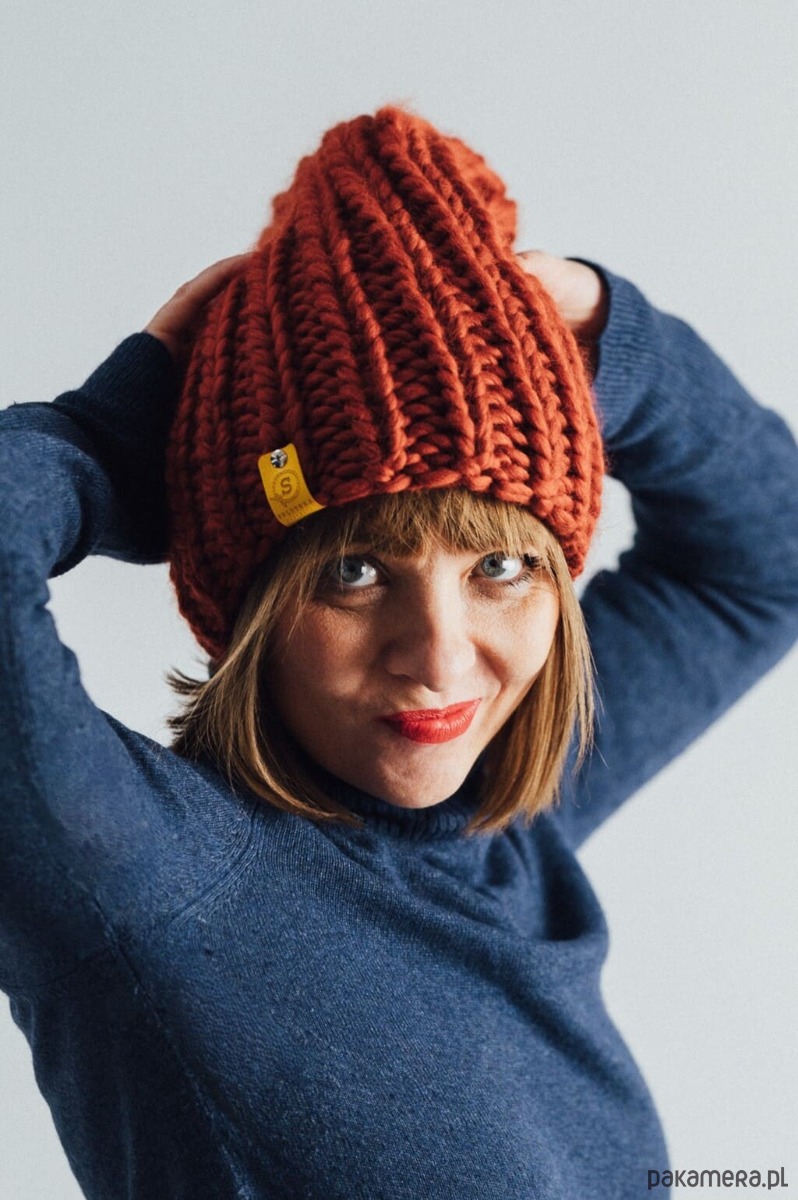 czapki damskie Wełniana czapka zimowa peruvian WOOLY terakota 1