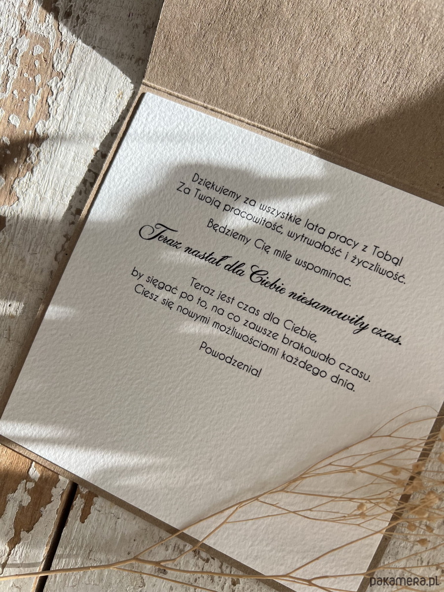 kartki scrapbooking Podziękowanie za współpracę - Kartka ręcznie robiona z okazji emerytury 1