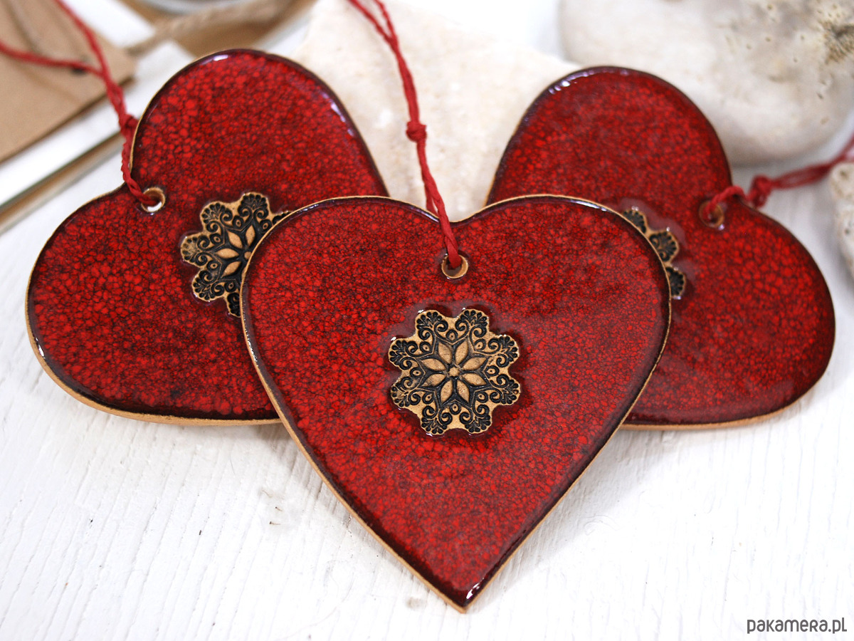 ozdoby choinkowe Duże ceramiczne serce ozdoba wisząca - lawa 3