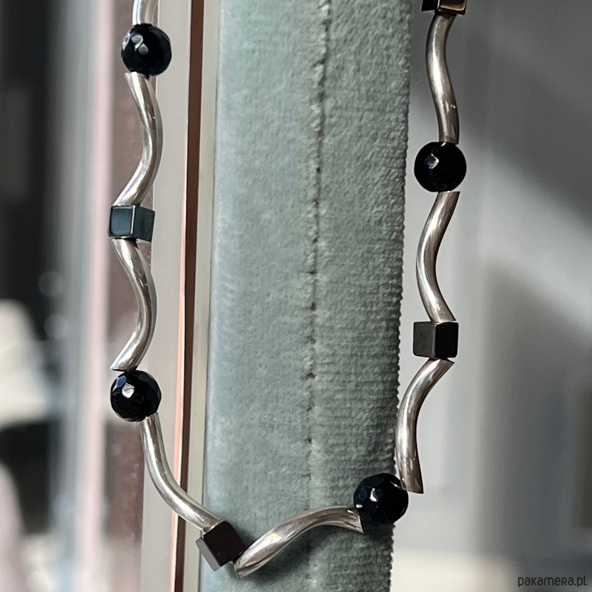 biżuteria męska Naszyjnik męski srebrny 925 z onyksami i hematytami 1