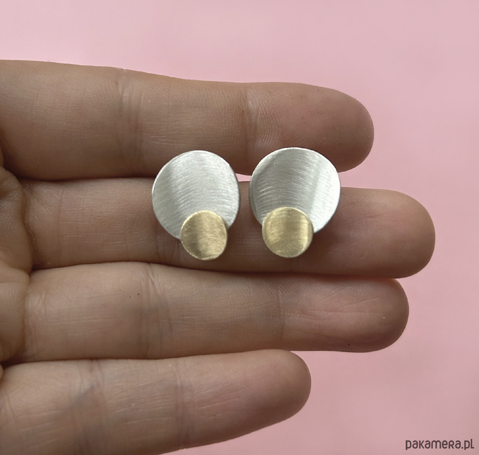 kolczyki srebrne Kolczyki PLATES B, srebro 925, 24K złoto 1