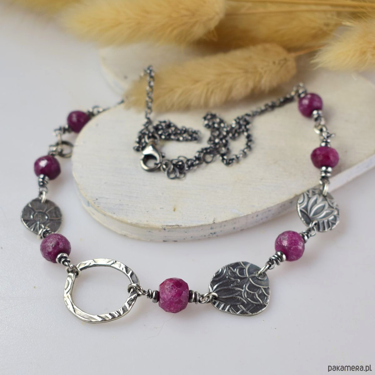 srebrne naszyjniki Rubin asymetryczny - srebrny naszyjnik 2