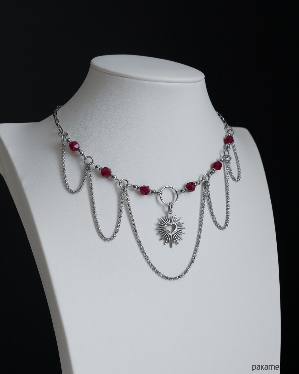 kolie Srebrny gotycki naszyjnik BLOODY HEART 1