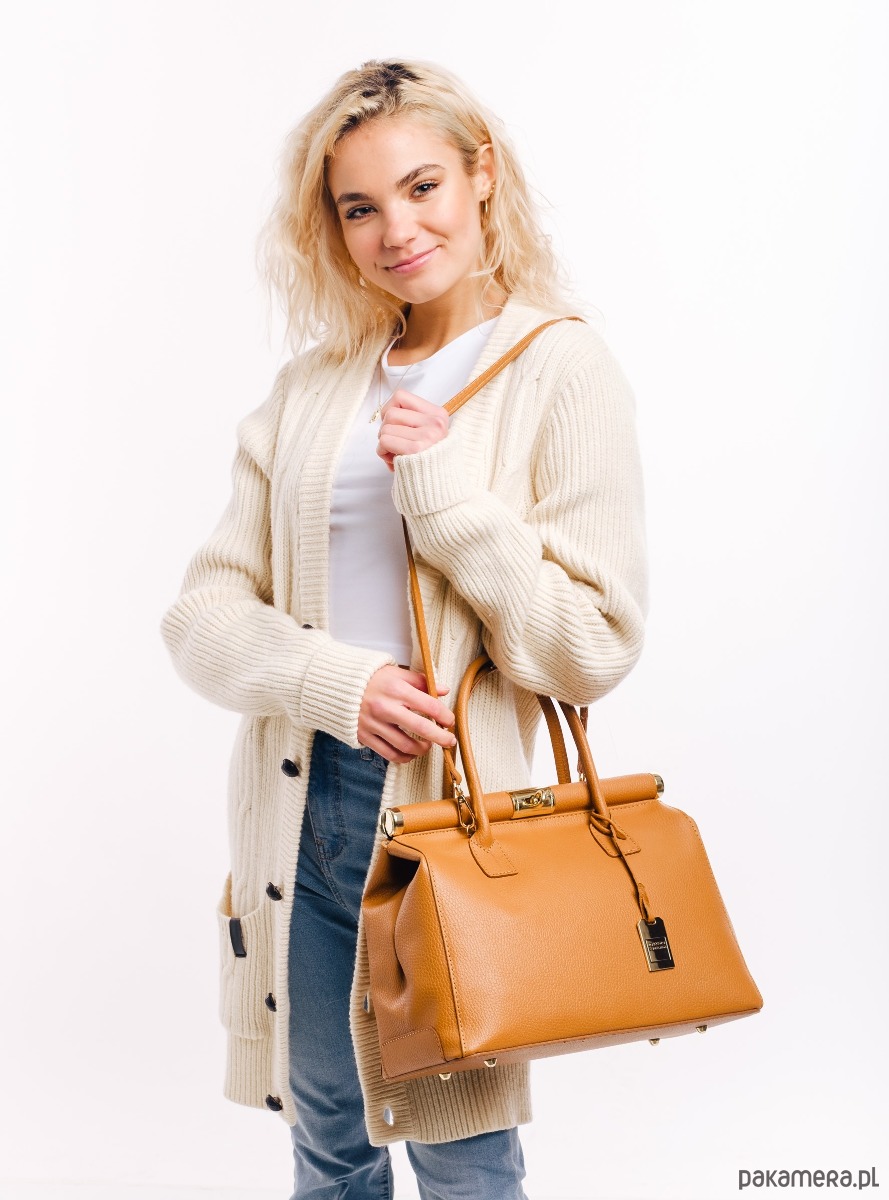 torebki do ręki Torba skórzana Shopper rudy  (6881) 4