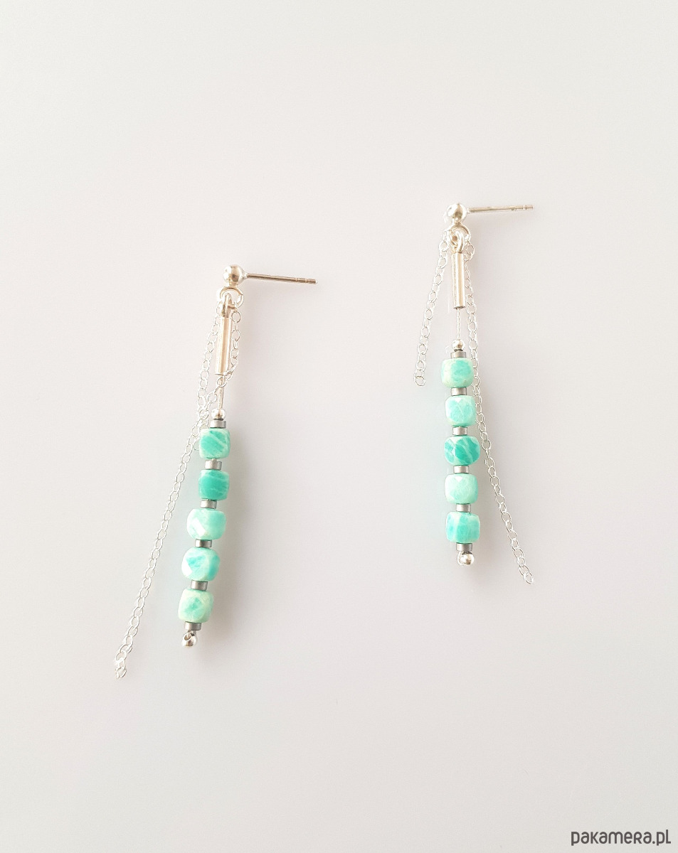 kolczyki z kamieniami Kolczyki srebrne z amazonitem 1