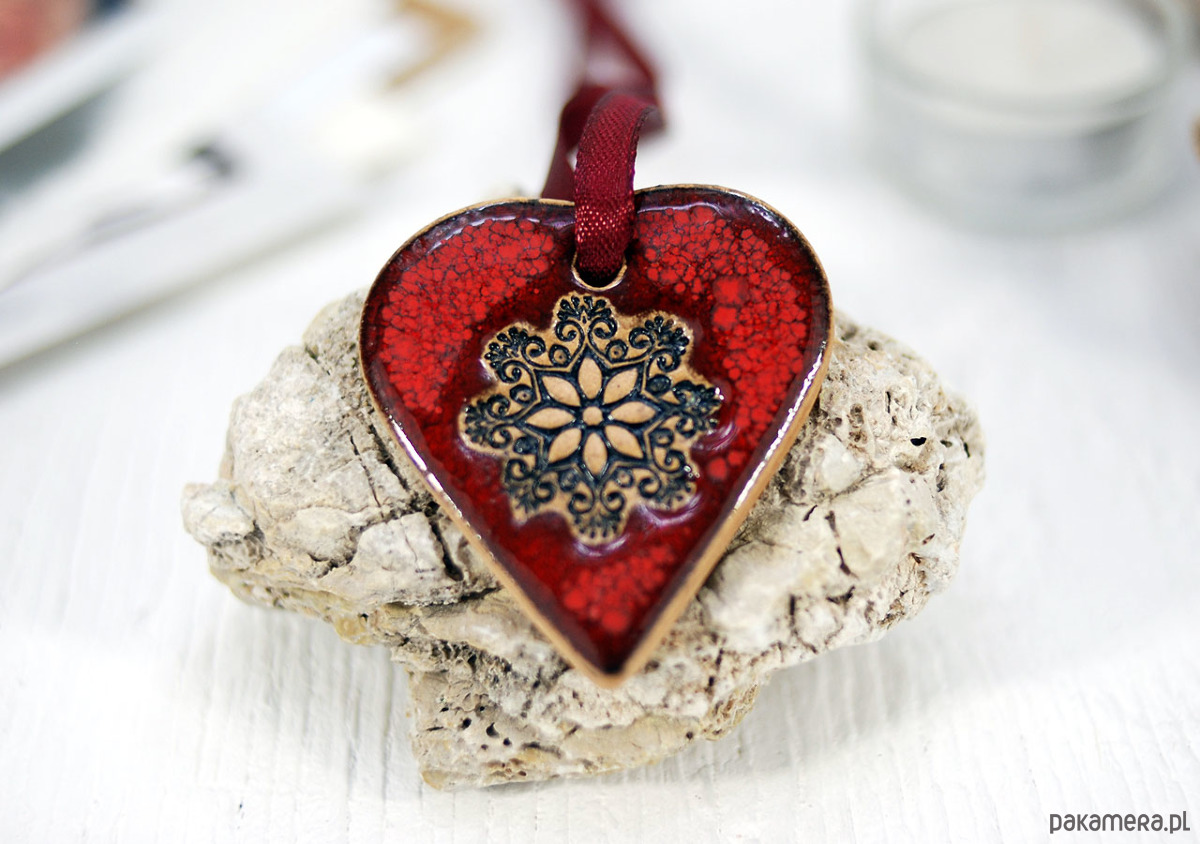 ozdoby choinkowe Ceramiczne serca z mandalą - ozdoby choinkowe 1