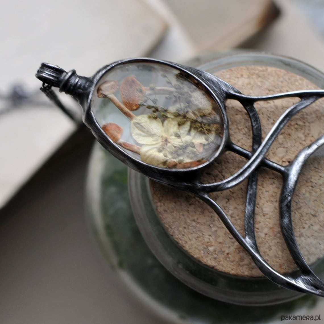 wisiory Naszyjnik lupa grzybiarka 3