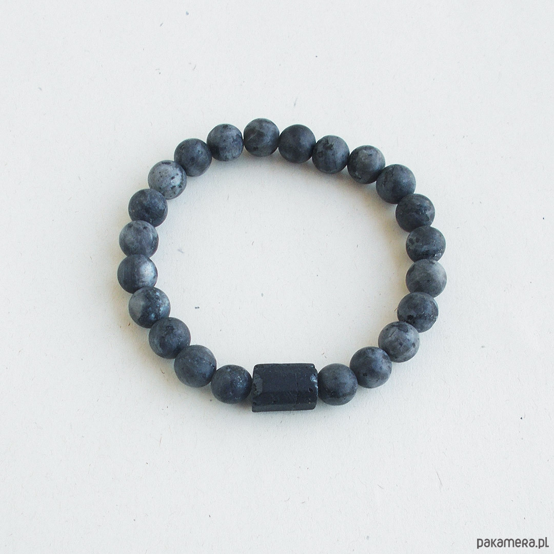 bransoletki z kamieni naturalnych Turmalin i larvikit Bransoletka 1