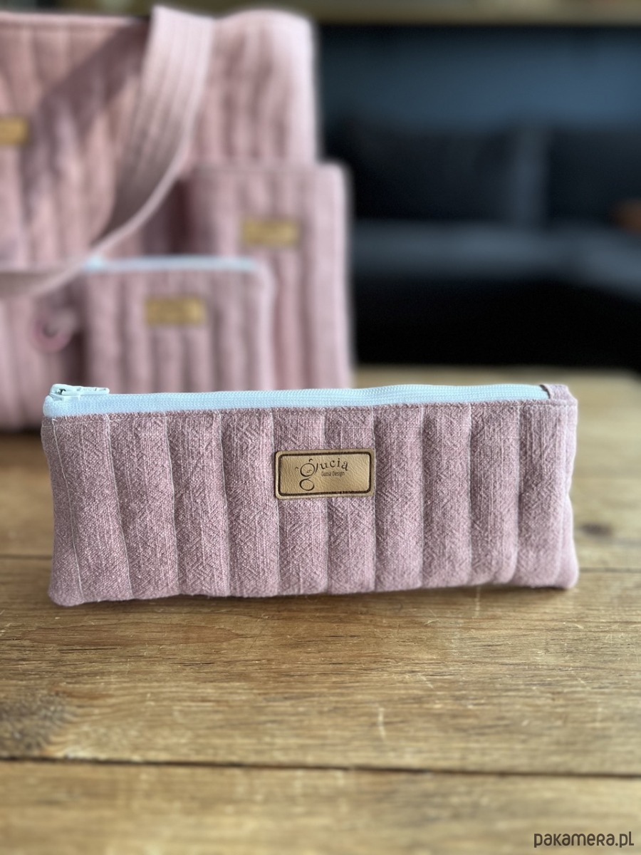 piórniki Piórnik lniany - zgaszony róż 3