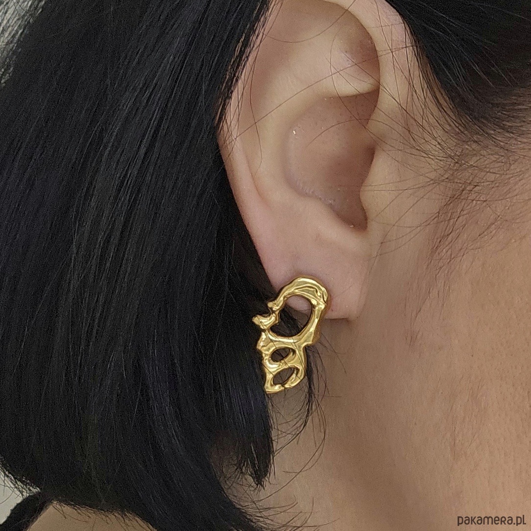 kolczyki pozłacane Ażurowe organiczne pozłacane kolczyki SMUGI 1