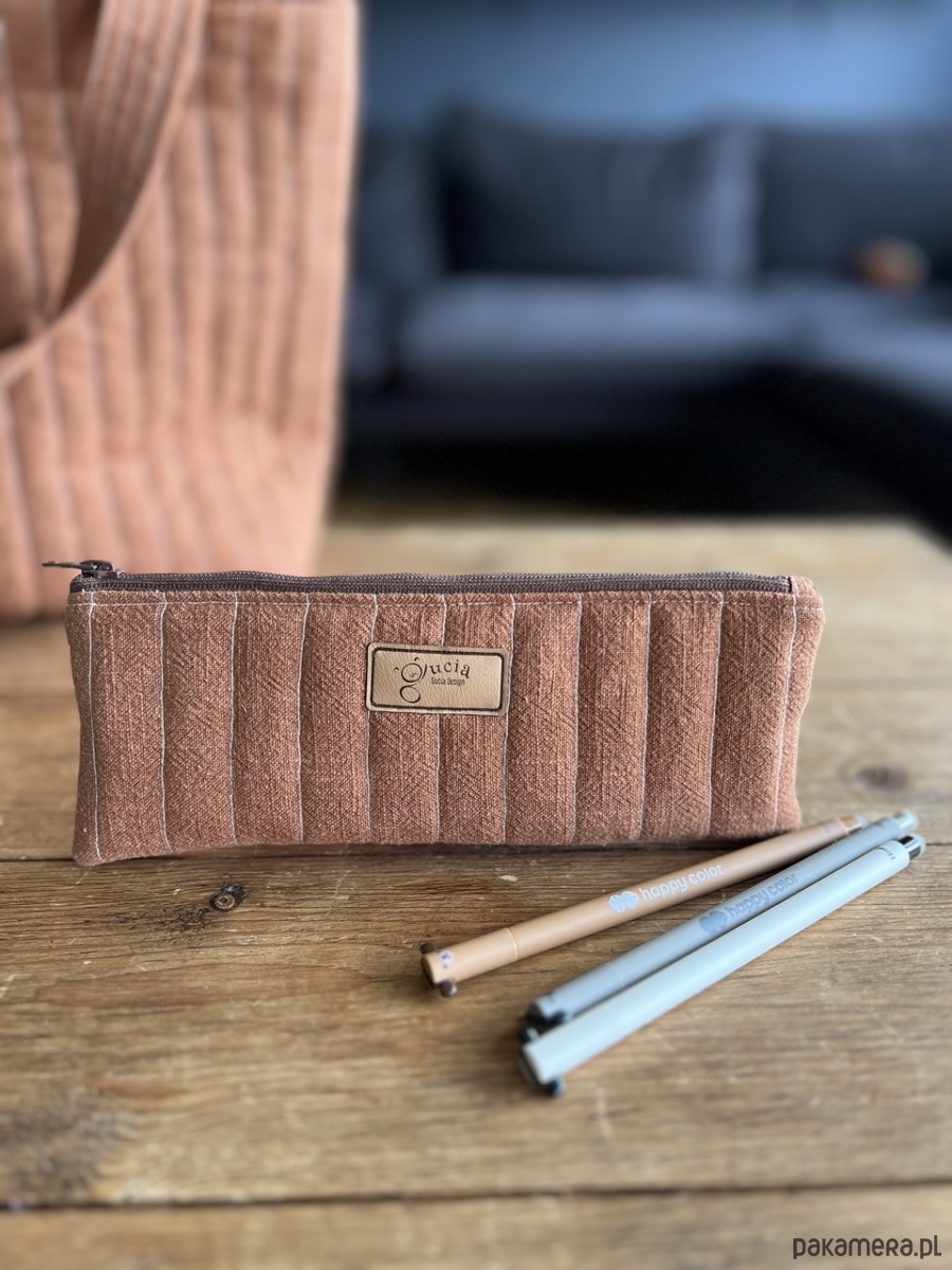 piórniki Piórnik lniany rudy  / mini kosmetyczka 3