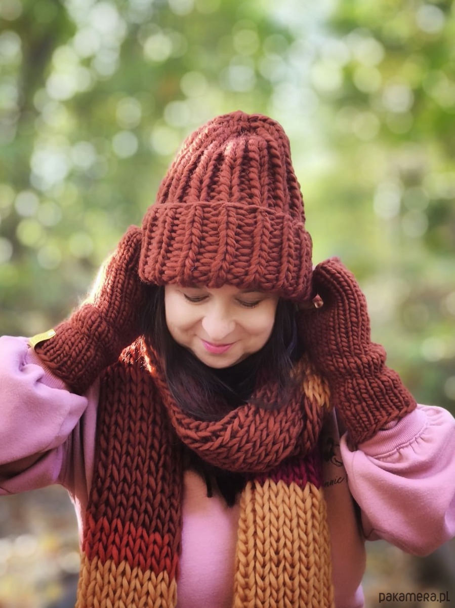czapki damskie Wełniana czapka zimowa peruvian WOOLY rudy brąz 1