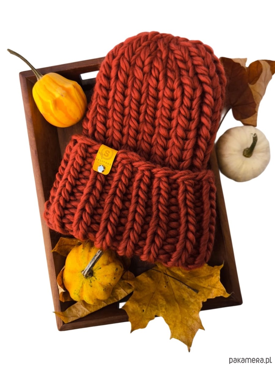 czapki damskie Wełniana czapka zimowa peruvian WOOLY terakota 2