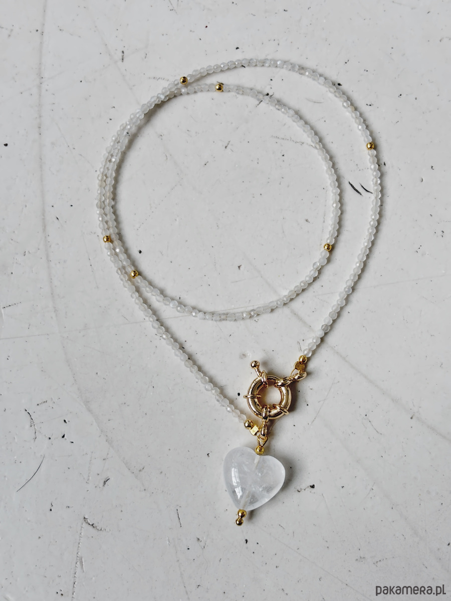 złote naszyjniki Naszyjnik Kamień Księżycowy Serce 2