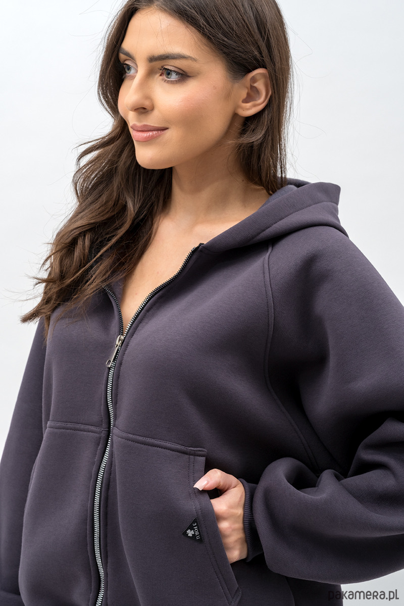 bluza z kapturem damska Bluza z kapturem na zamek ,,IKBAL" grafit 4