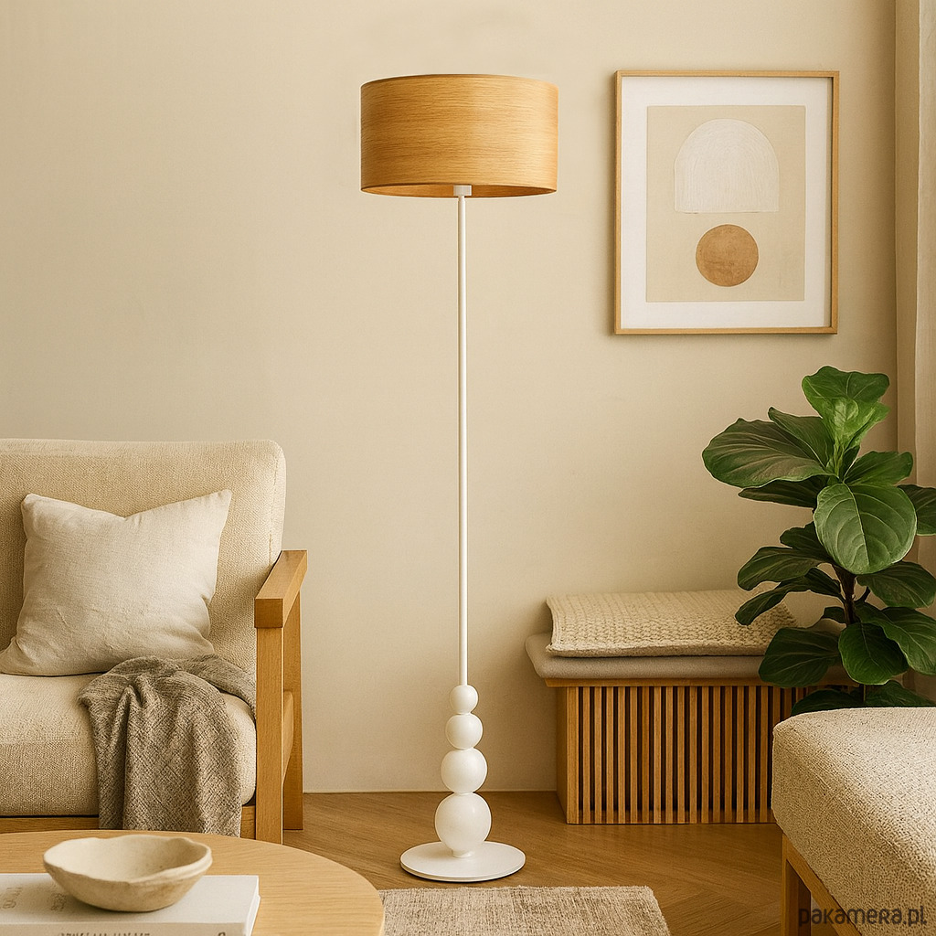 lampy podłogowe Designerska lampa stojąca do salonu ROMA ECO w stylu skandynawskim 2