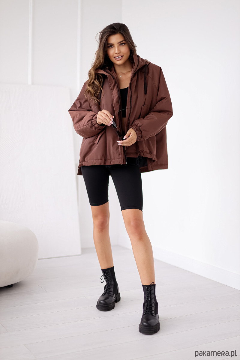 kurtki damskie Brązowa Kurtka Wiosenna z Rozcięciami 2
