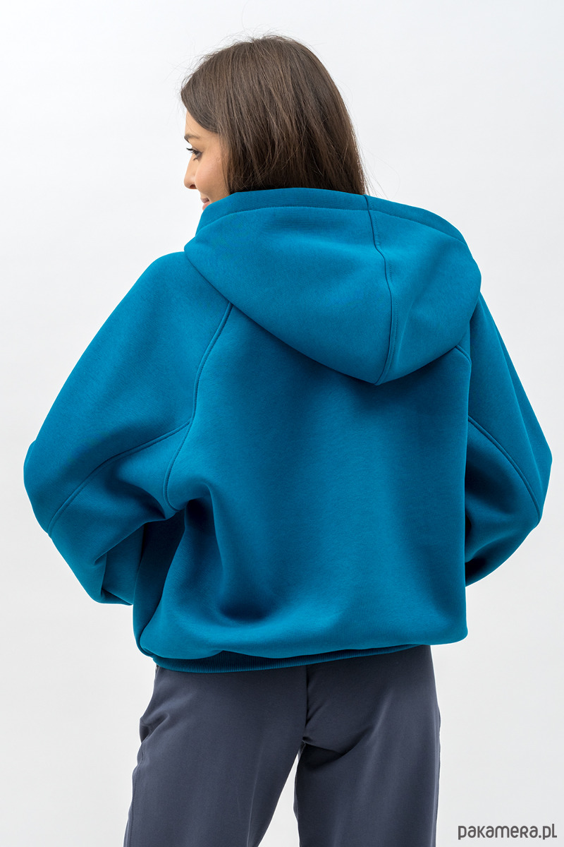 bluza z kapturem damska Bluza z kapturem na zamek ,,IKBAL" petrol 2