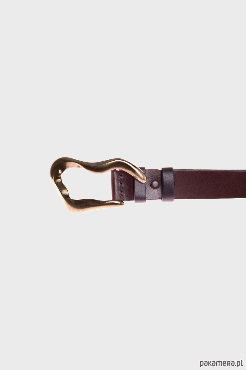 paski damskie Pasek FLOWING patinated gold brown leather 1