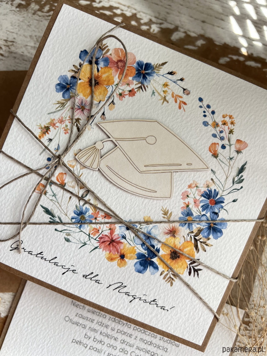 kartki scrapbooking Ręcznie robiona kartka gratulacje z okazji uzyskania absolutorium obrony prac 1