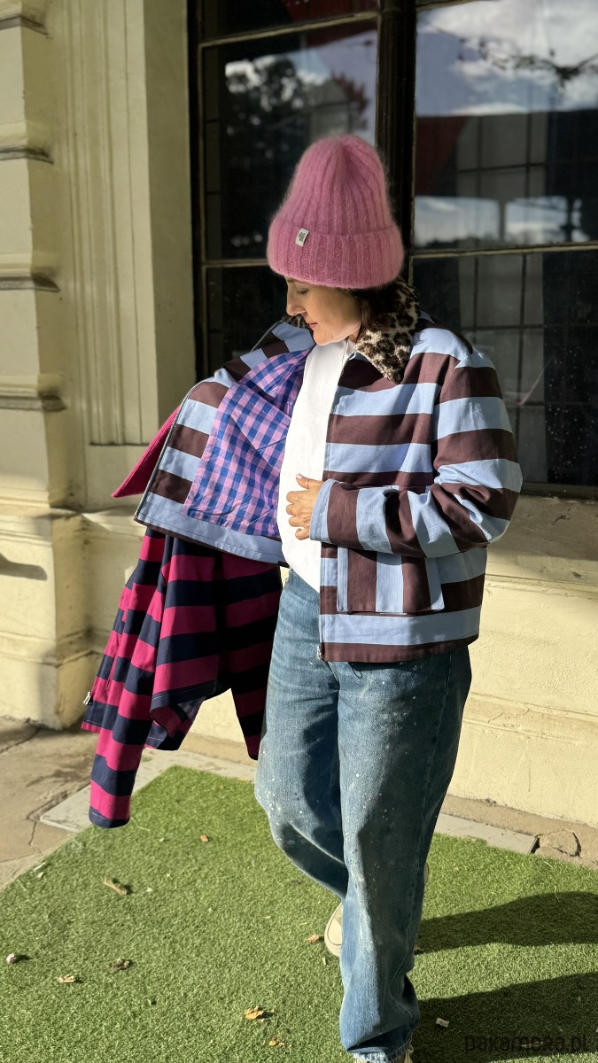 kurtki damskie Kurtka w pasy z kołnierzykiem 9