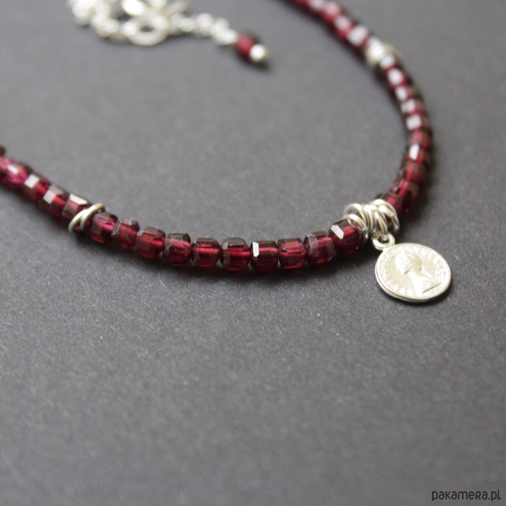 srebrne naszyjniki Naszyjnik Burgundowy 2