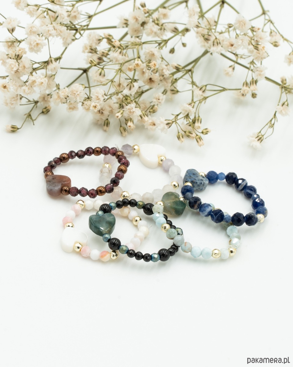 pierścionki elastyczne Pierścionek elastyczny - kwarc dymny, hematyt 1