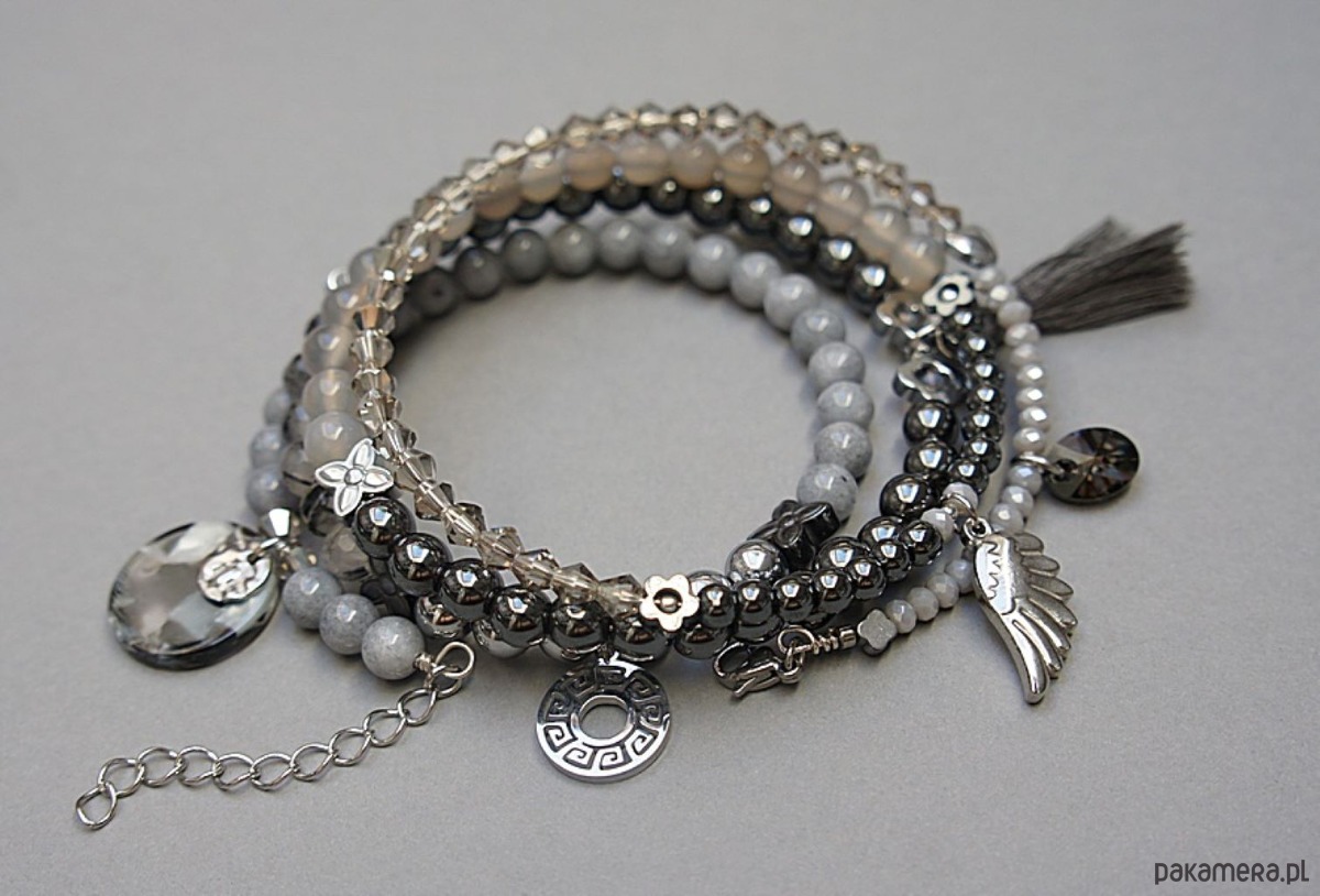 bransoletki z kamieni naturalnych Alloys  Collection  WRAPPED /steel and graphite vol. 2/ 25.10.24 - bransoletka 4