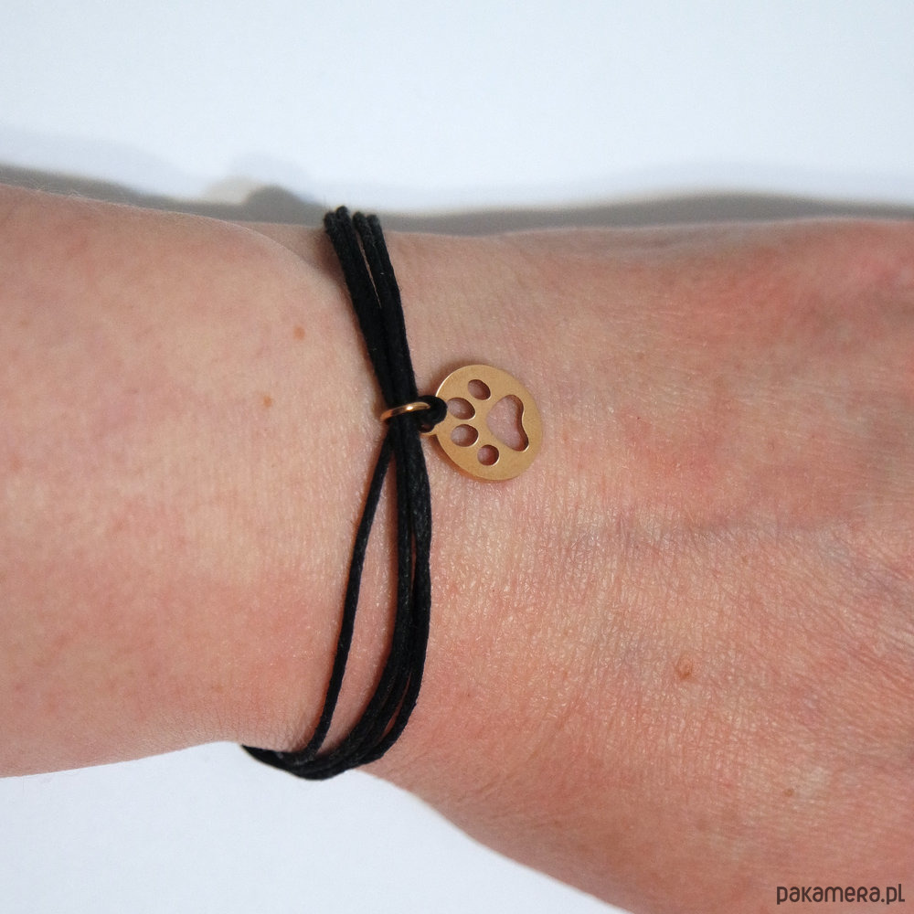 bransoletki na sznurku Bransoletka - Łapka - sznureczki, czarna 1