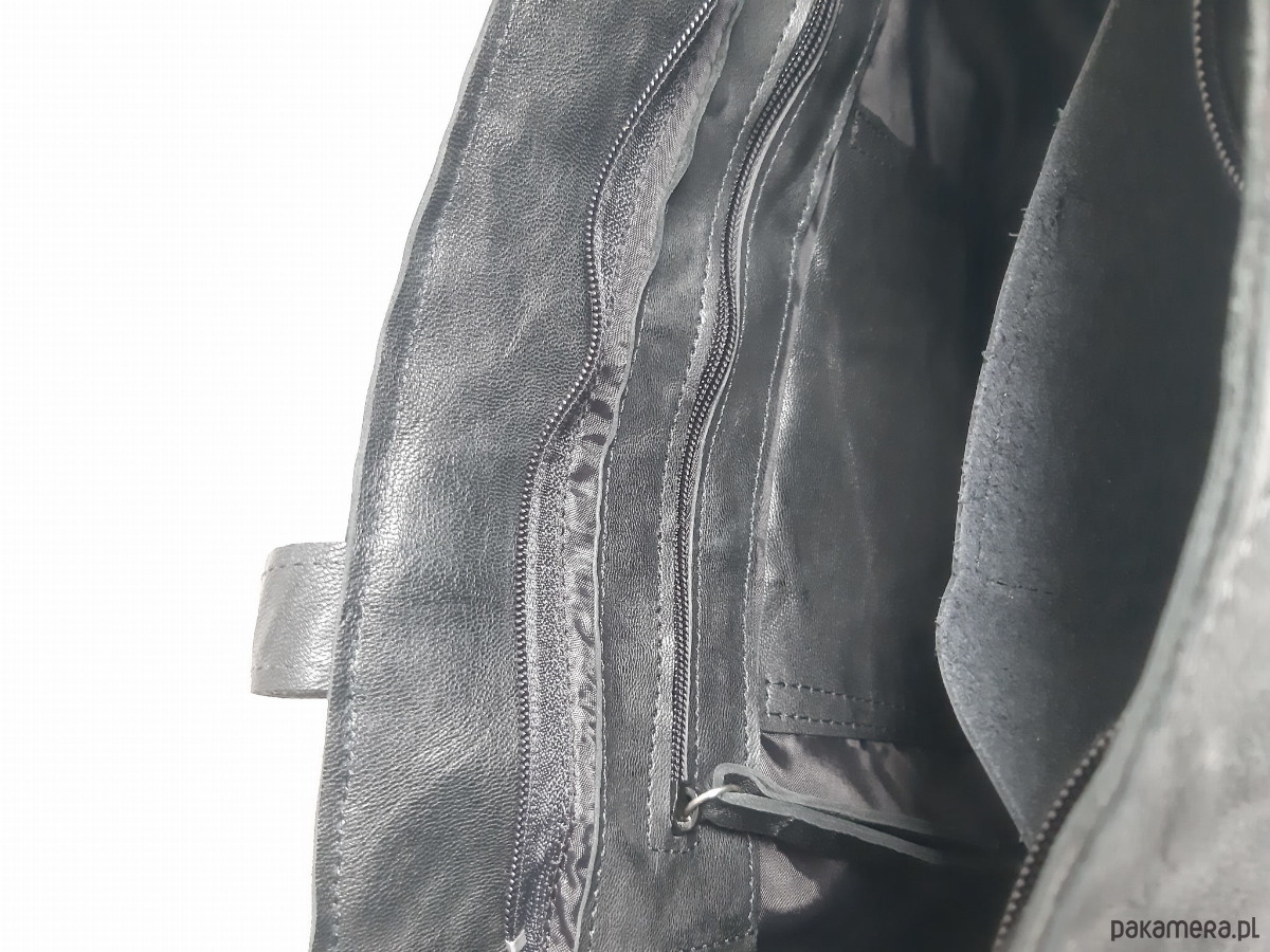 torby na ramię Czarna skórzana torba z gniecionej skóry 6