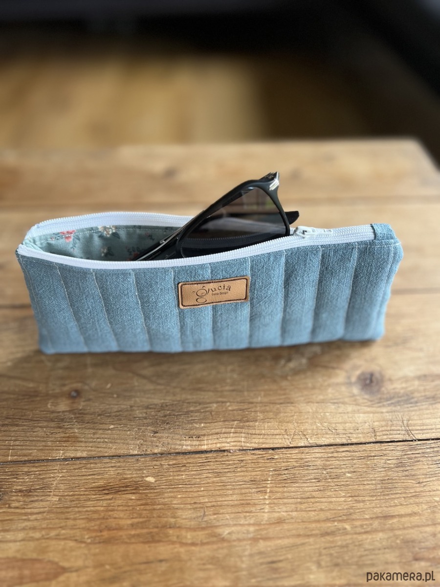 piórniki Piórnik lniany niebieski  / mini kosmetyczka 2