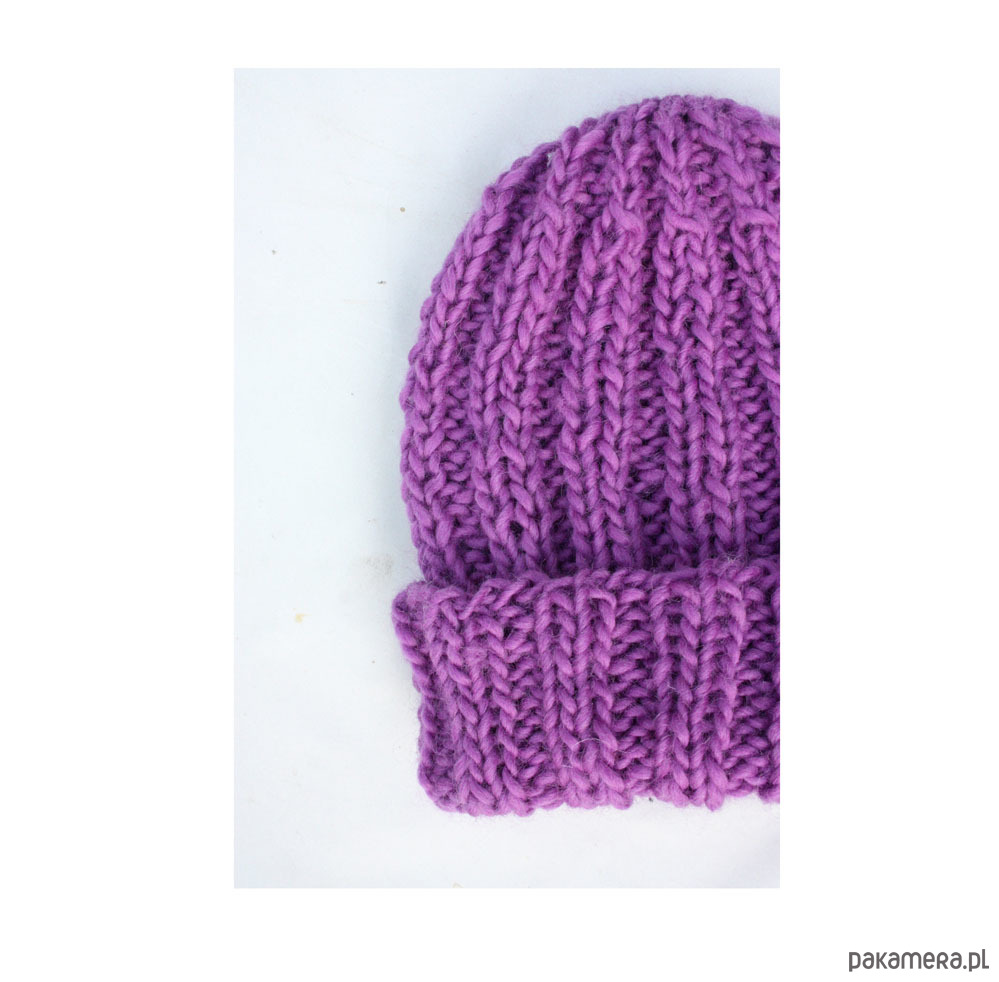 czapki damskie Czapka beanie  fiolet z wełną moher 3