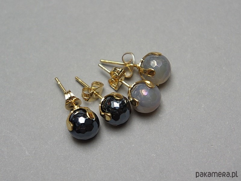 kolczyki z kamieniami Dots - onyks /alloys collection/ - sztyfty 4