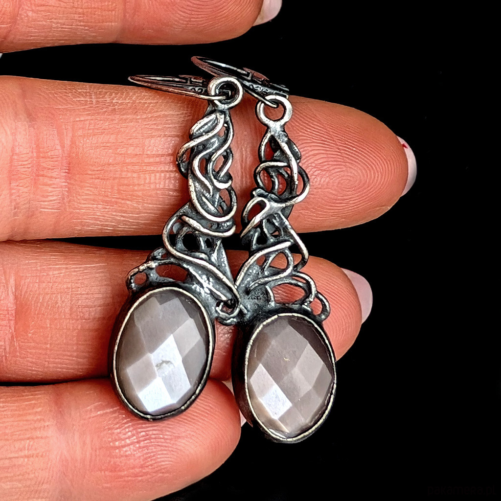 kolczyki srebrne Kolczyki srebrne mocca girlandy z księżycami 2