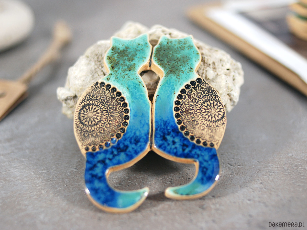 magnesy Ceramiczne koty bliźniaki - magnes na lodówkę 6