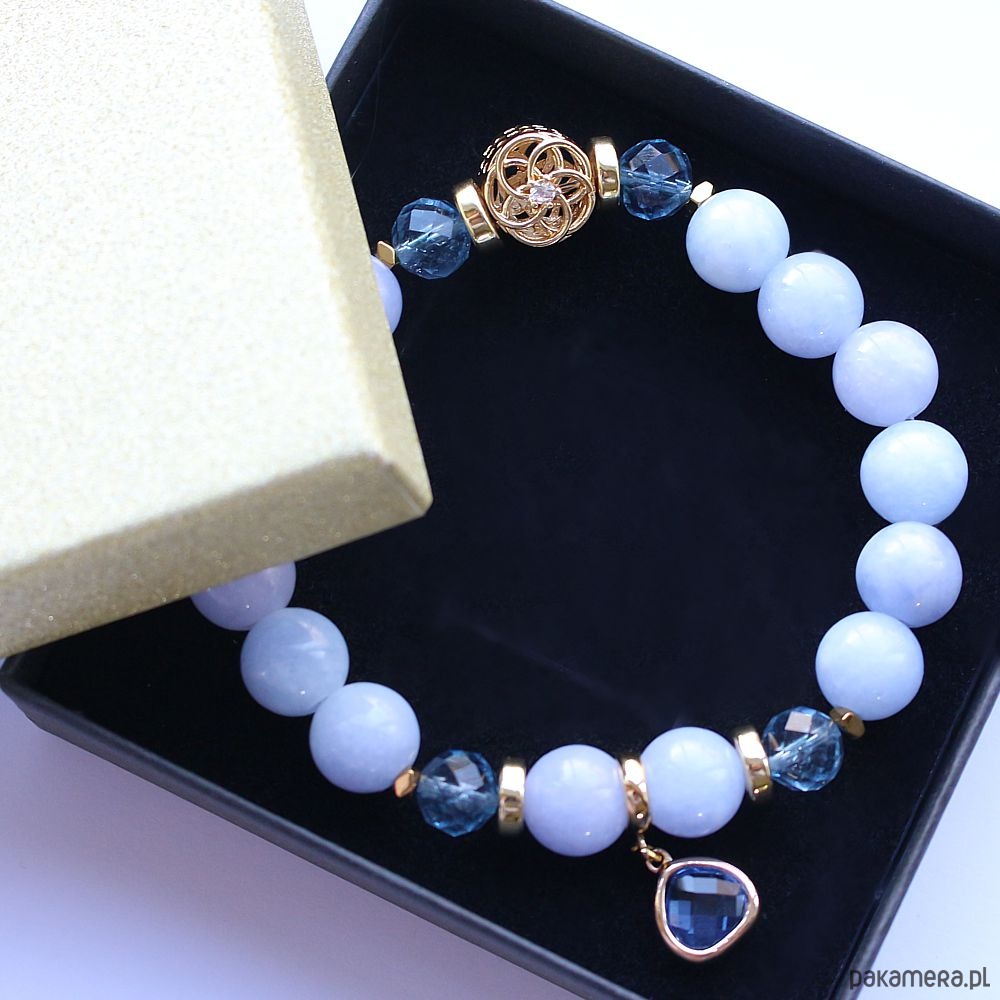 bransoletki z kamieni naturalnych Ochronna na relacje - Angelit, topaz, hematyt 1